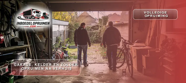 Medewerker ruimt volle garage, kelder en zolder op na verhuis in Vlaamse woning