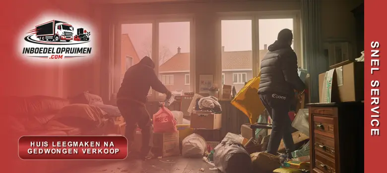 Medewerker leegt huis volledig leeg bij gedwongen verkoop, correct afgevoerd met bewijs van afvoer voor notaris in Blankenberge
