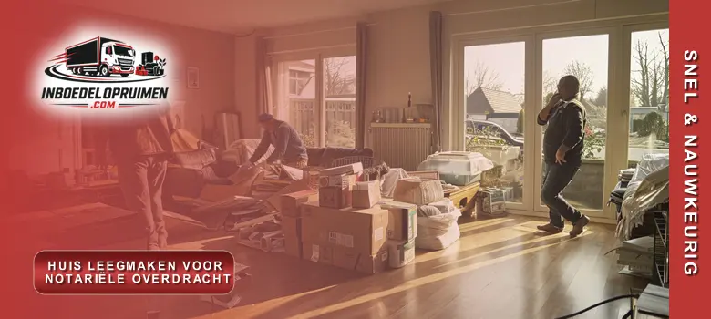 Medewerkers leveren huis leeg en bezemschoon op voor notariële overdracht, correct afgevoerd binnen de afgesproken termijn